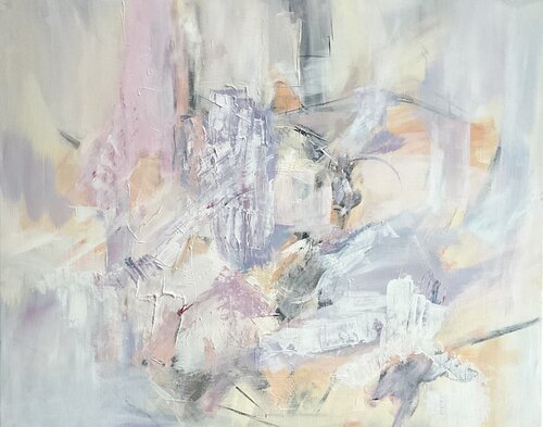 Zartheit - abstraktes Gemälde in hellen pastelligen Farben van Susanna Schorr, Schilderij te koop op Singulart