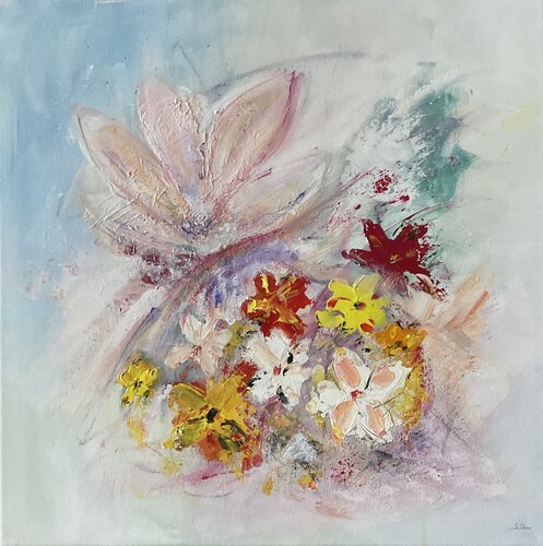 Blütenmeer in zarten Pastelltönen de Susanna Schorr, Pintura a la venta en Singulart