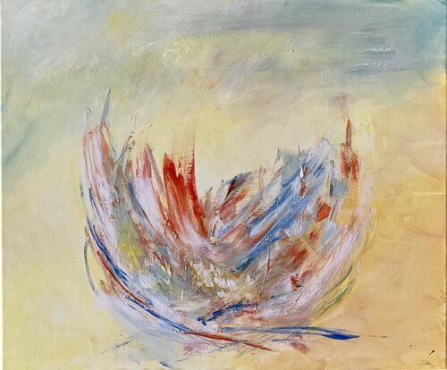 Lotusblume der Lichts minimalistisch abstrakte Lebensblume van Susanna Schorr, Schilderij te koop op Singulart