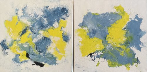 Duo „Sonnenschein“ abstrakt - Diptychon van Susanna Schorr, Schilderij te koop op Singulart