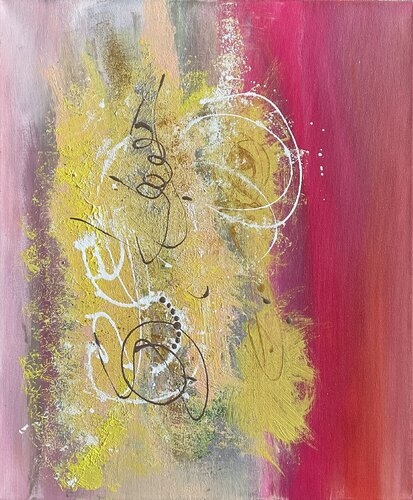 Goldenes Glück - farbenfroh abstrakt van Susanna Schorr, Schilderij te koop op Singulart