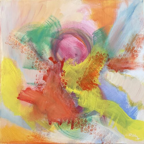 Sonnenaufgang abstrakt bunt fröhlich van Susanna Schorr, Schilderij te koop op Singulart