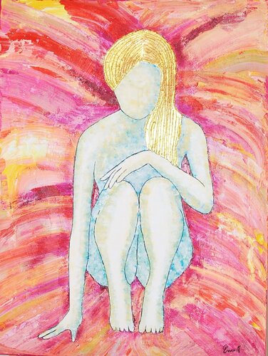 Mujer sobre fondo rosa von Ernest Carneado Ferreri, Malerei kaufen auf Singulart