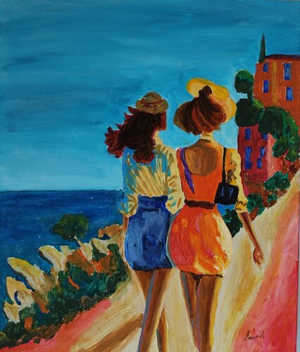 Mujeres paseando di Ernest Carneado Ferreri, Pittura in vendita su Singulart