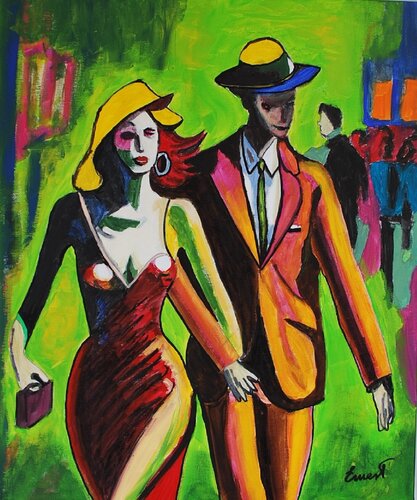 Pareja en la noche von Ernest Carneado Ferreri, Malerei kaufen auf Singulart