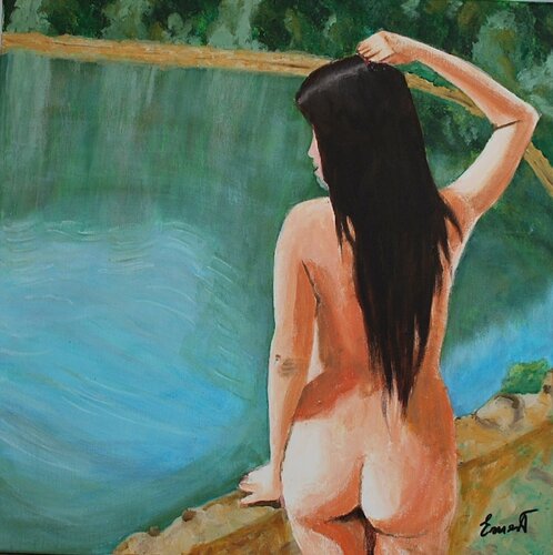Muchacha frente al lago by Ernest Carneado Ferreri, Painting for Sale on Singulart