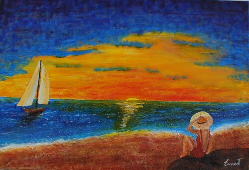 Saboreando la puesta de sol von Ernest Carneado Ferreri, Malerei kaufen auf Singulart