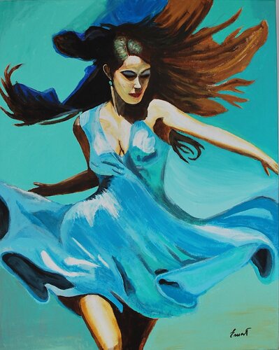 Bailarina en azul von Ernest Carneado Ferreri, Malerei kaufen auf Singulart