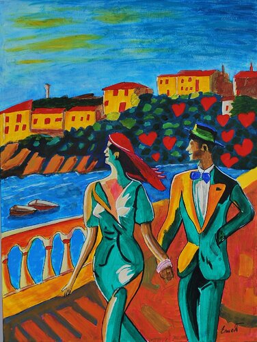 Pareja paseando von Ernest Carneado Ferreri, Malerei kaufen auf Singulart