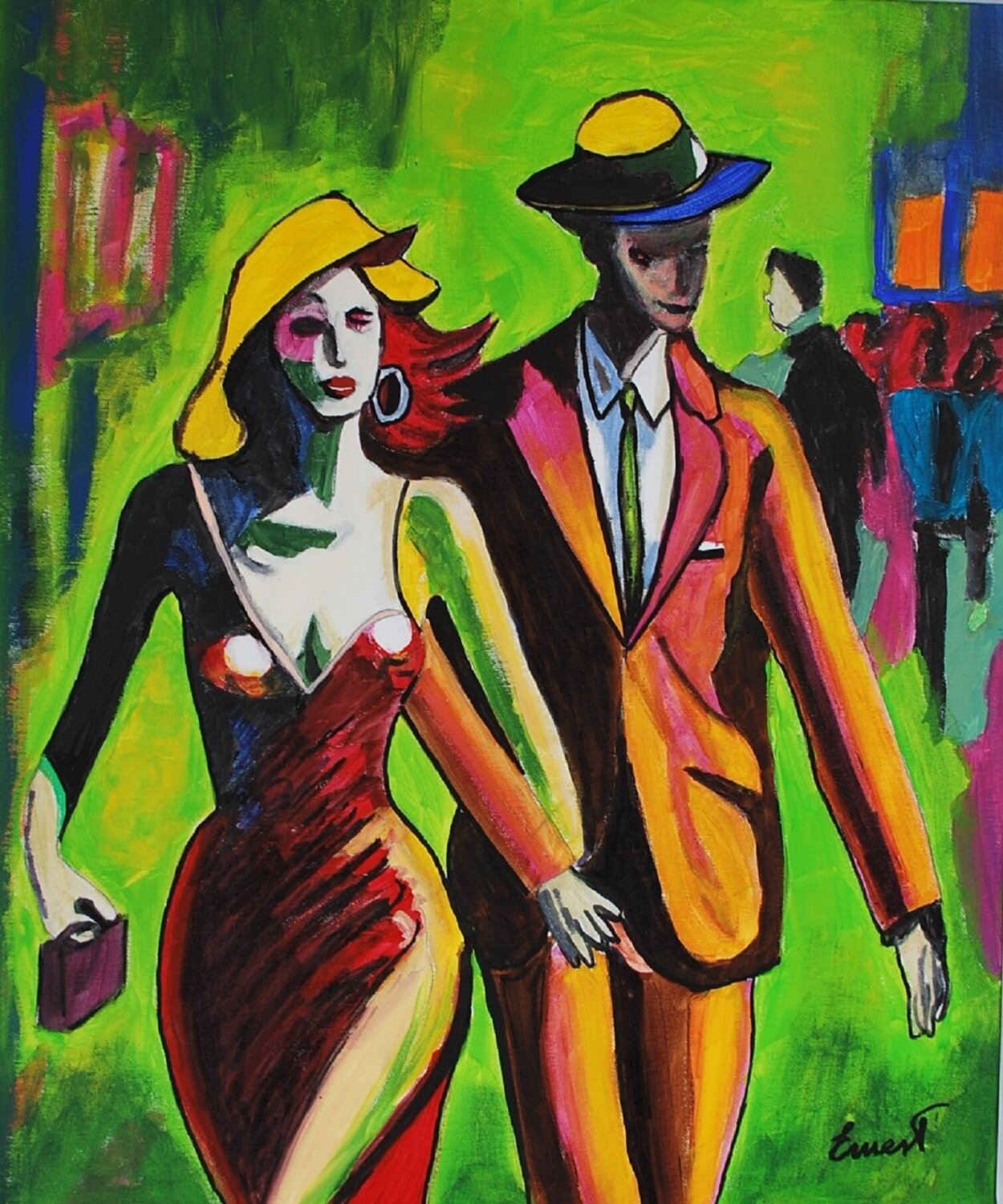 Pareja en la noche Ernest Carneado Ferreri Originalgemälde zu verkaufen