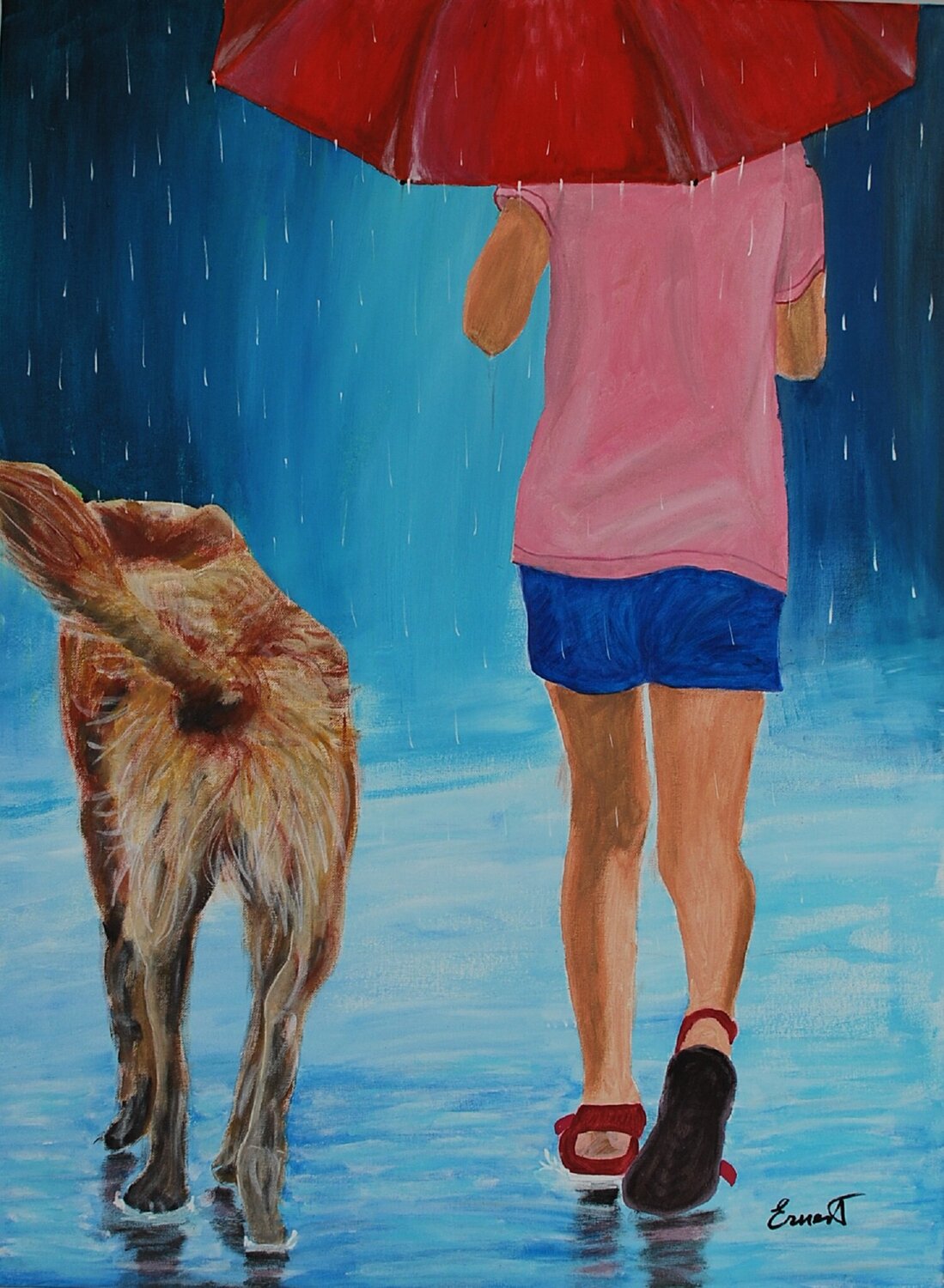 Paseando bajo la lluvia Ernest Carneado Ferreri Originalgemälde zu verkaufen