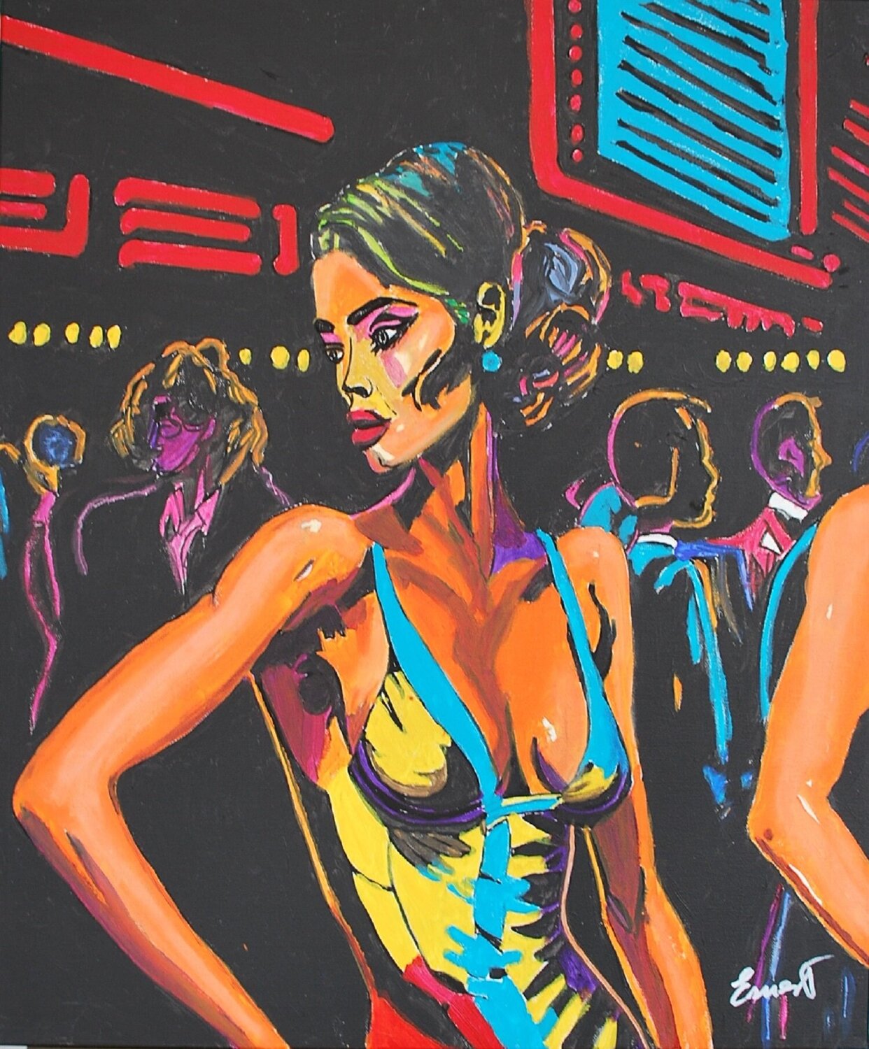 Mujer en la noche Ernest Carneado Ferreri Dipinto originale in vendita