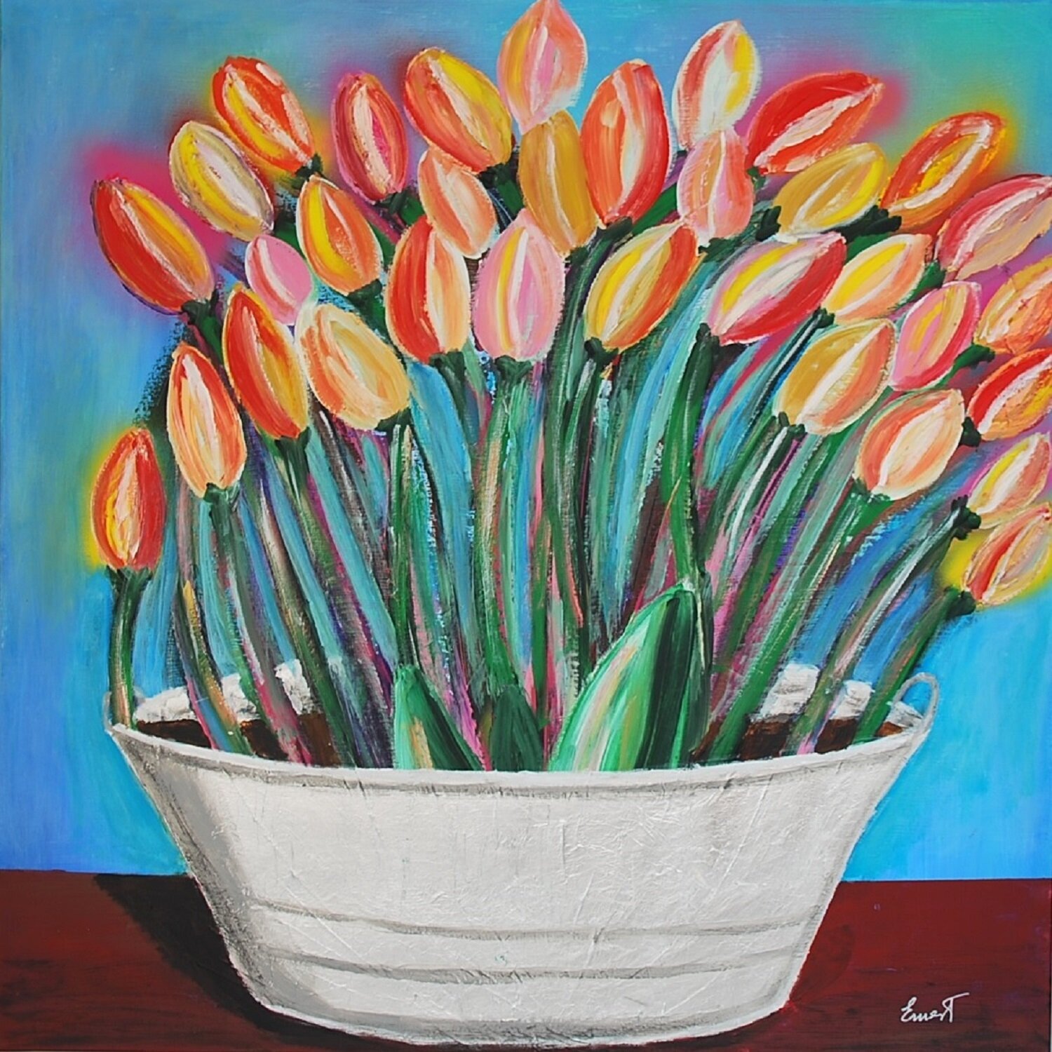 Barreño con tulipanes Ernest Carneado Ferreri Originalgemälde zu verkaufen