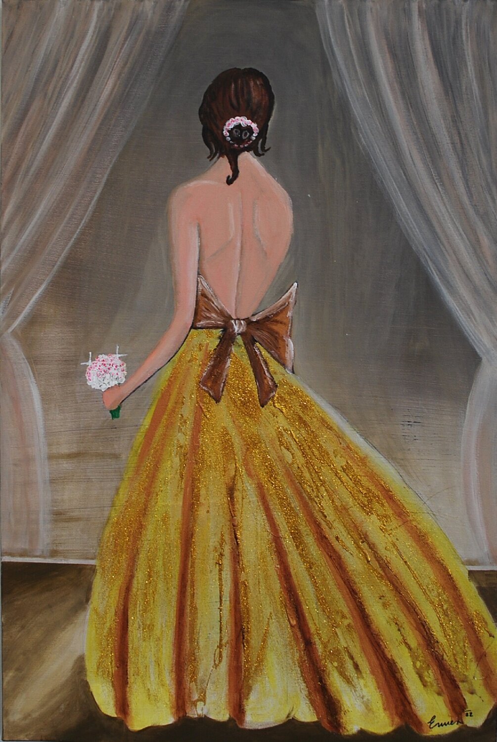 Princesa con vestido dorado Ernest Carneado Ferreri Originalgemälde zu verkaufen