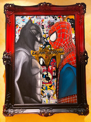 Batman vs. Spiderman van Ava Moazen, Schilderij te koop op Singulart
