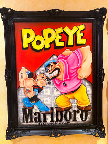 Popeye vs. Brutus/ marlboro van Ava Moazen, Schilderij te koop op Singulart