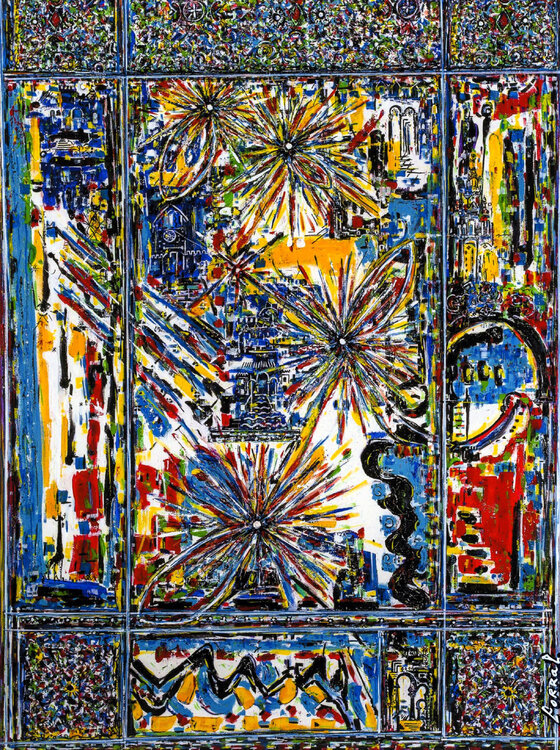 Fireworks through the window of the Alambra Jose Antonio Salvador Corrales Moreno