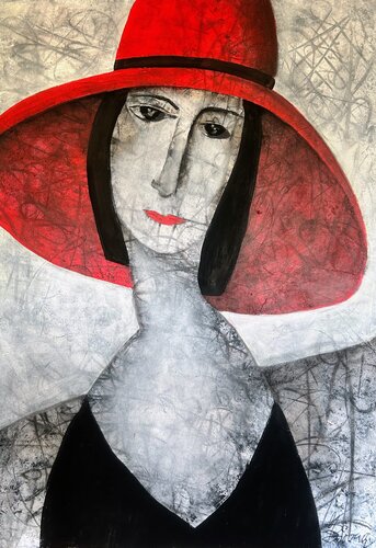 Der rote Hut van Ute Bivona, Schilderij te koop op Singulart