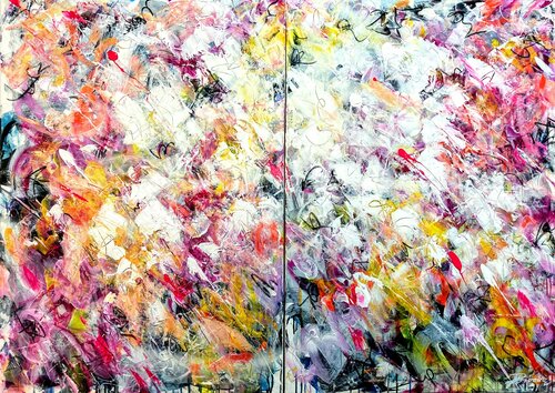 Sparks of Hope and Joy through Chaos van Ute Bivona, Schilderij te koop op Singulart
