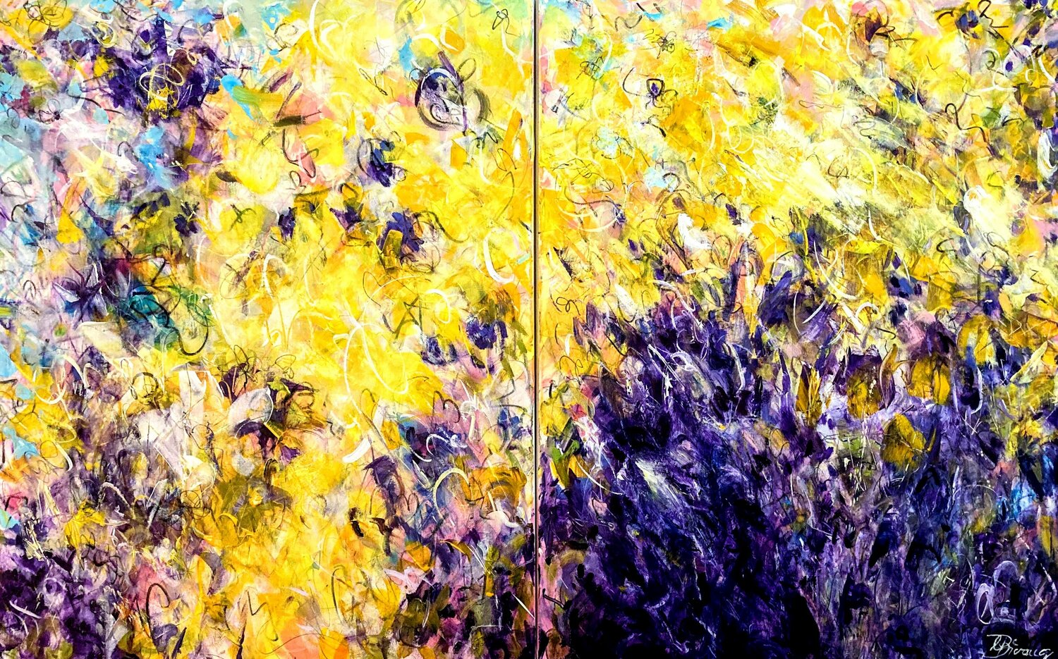 When Lillies Dream of Sunflowers Ute Bivona Originalgemälde zu verkaufen