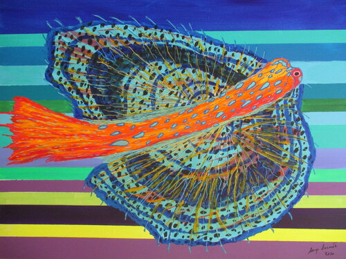 Flying gurnard par Serge Lecomte, Peinture en vente sur Singulart