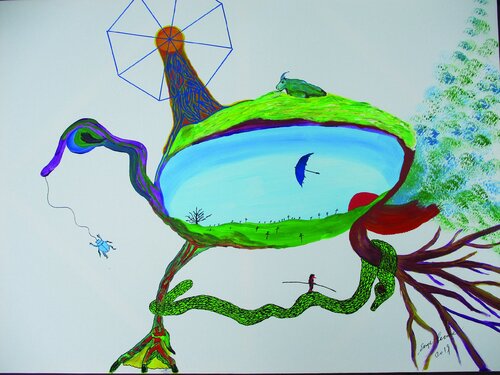 Out for a walk de Serge Lecomte, Pintura a la venta en Singulart