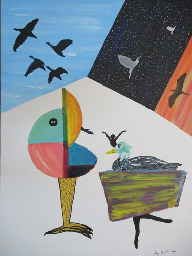 Duck meets Kandinsky by Serge Lecomte, Painting for Sale on Singulart