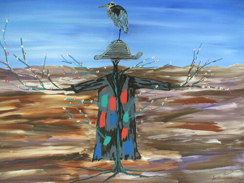 Scarecrows are for crows van Serge Lecomte, Schilderij te koop op Singulart