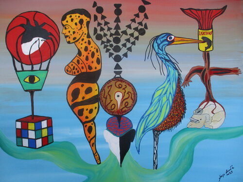 Three of a kind by Serge Lecomte, Painting for Sale on Singulart