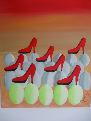 Shoes on eggs24 van Serge Lecomte, Schilderij te koop op Singulart