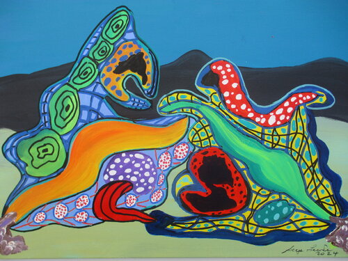 Adam and Eve 200 millions years ago de Serge Lecomte, Pintura a la venta en Singulart