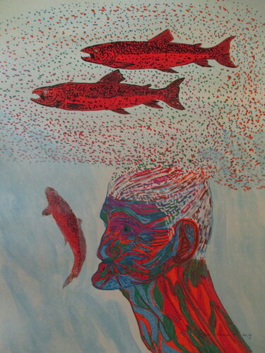 The old man and the sea di Serge Lecomte, Pittura in vendita su Singulart