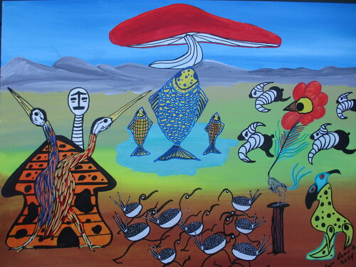 Vying for attention van Serge Lecomte, Schilderij te koop op Singulart