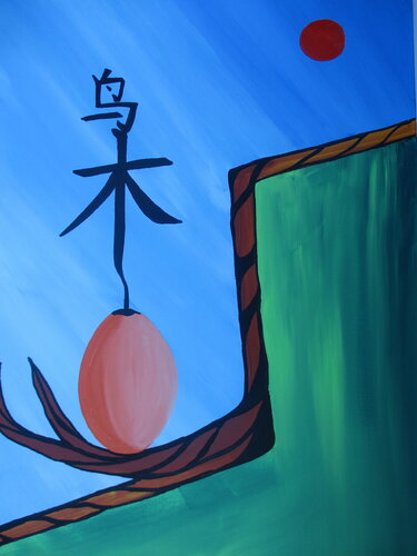 Chinese bird van Serge Lecomte, Schilderij te koop op Singulart