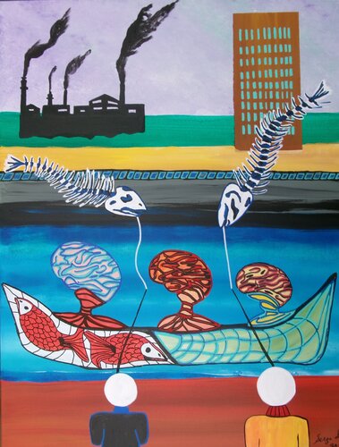 Brain drain di Serge Lecomte, Pittura in vendita su Singulart