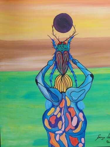 Crossing the field by Serge Lecomte, Painting for Sale on Singulart