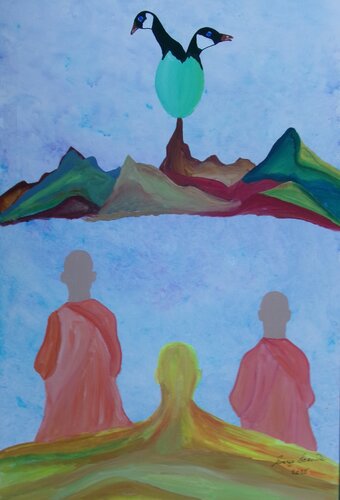 Witnessing. by Serge Lecomte, Painting for Sale on Singulart