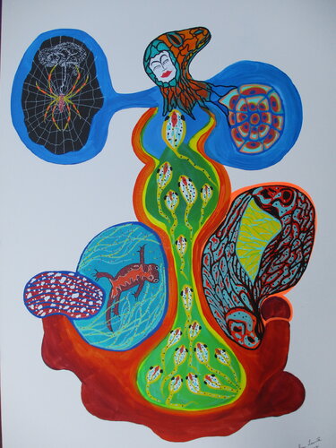 The weaver par Serge Lecomte, Peinture en vente sur Singulart