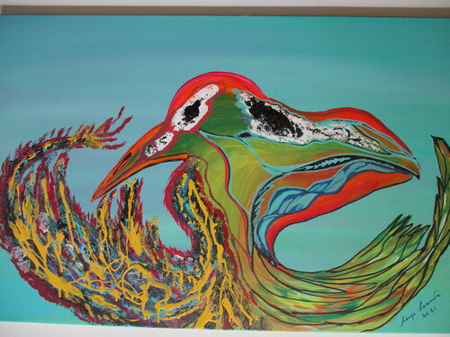 Two birds with one brush par Serge Lecomte, Peinture en vente sur Singulart