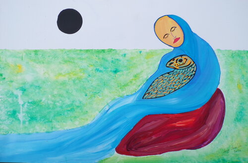 The Virgin Mary baptizes Jesus by Serge Lecomte, Painting for Sale on Singulart