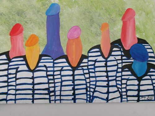 Penile colony for rapists di Serge Lecomte, Pittura in vendita su Singulart