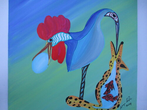 Two fables in one van Serge Lecomte, Schilderij te koop op Singulart