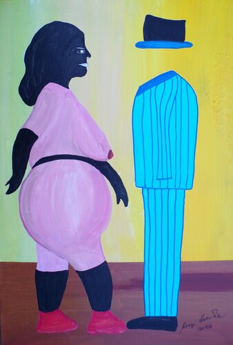 Mystery woman and Mr. Itsnotme de Serge Lecomte, Pintura a la venta en Singulart