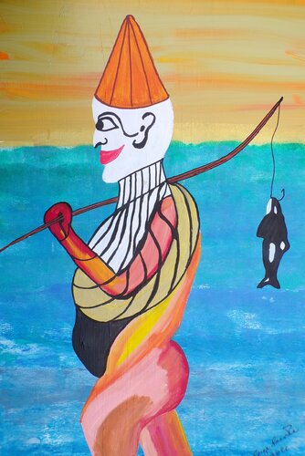 The foolish fisherman by Serge Lecomte, 회화 for Sale on Singulart