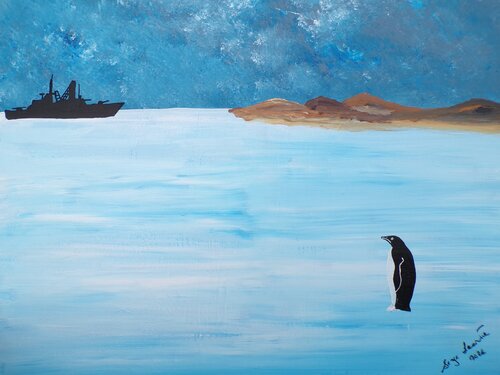 Invasion of Antarctica par Serge Lecomte, Peinture en vente sur Singulart