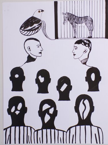 Jailbirds by Serge Lecomte, Drawing for Sale on Singulart