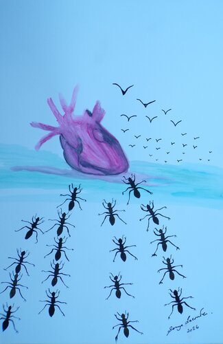 They love me by Serge Lecomte, Drawing for Sale on Singulart