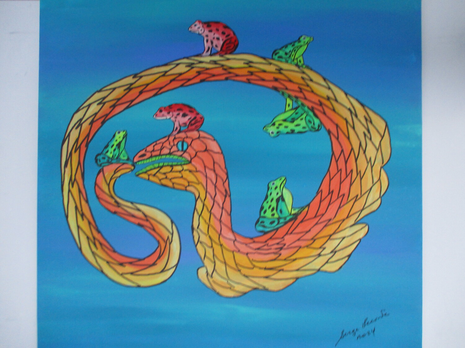 Frogs riding on a snake Serge Lecomte