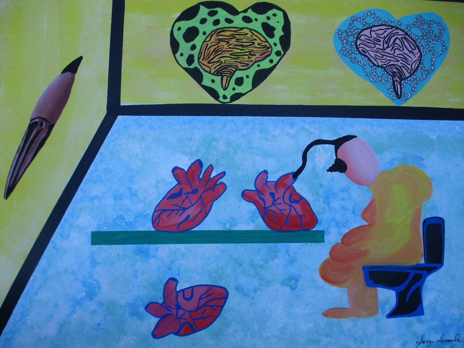 The man who wanted a bigger brain Serge Lecomte Original painting for sale