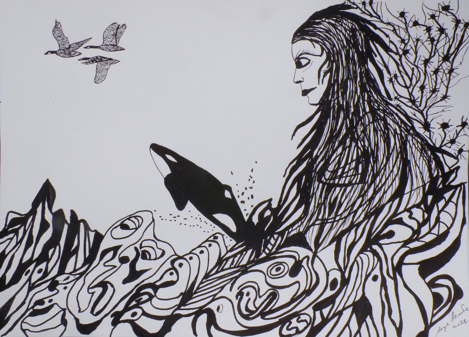 Rebirth Serge Lecomte Drawing for sale